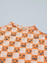 Abstract Halloween Pattern Long Sleeve Mock Neck Blouse - Trendsi - Flyclothing LLC