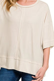 Zenana Ribbed Boat Neck 3/4 Sleeve Top - Trendsi