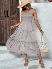 Tiered Smocked Wide Strap Cami Dress Trendsi