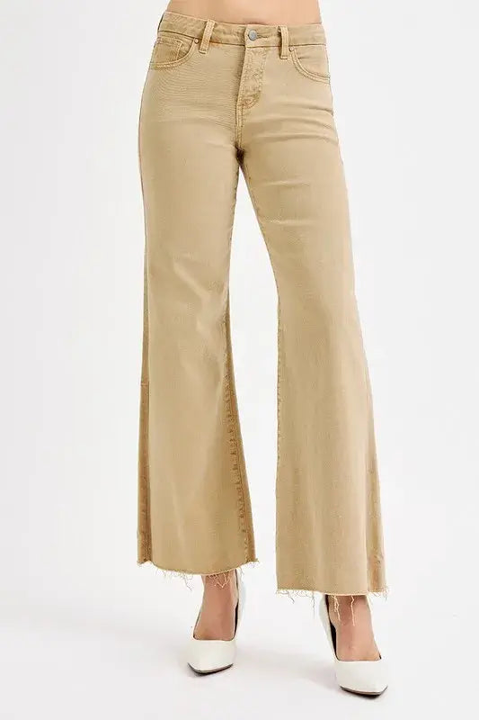 RISEN Full Size Raw Hem Wide Leg Jeans Plus Size - Trendsi - Flyclothing LLC