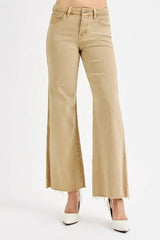 RISEN Full Size Raw Hem Wide Leg Jeans Plus Size - Trendsi - Flyclothing LLC