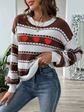 Heart Round Neck Long Sleeve Sweater - Trendsi - Flyclothing LLC