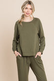 Super Lady Round Neck Raglan Sleeve Top and Pants Lounge Set - Trendsi