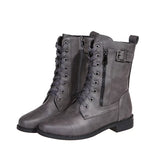 Lace-Up Ankle Boots with Zipper Detail - Trendsi - Flyclothing LLC