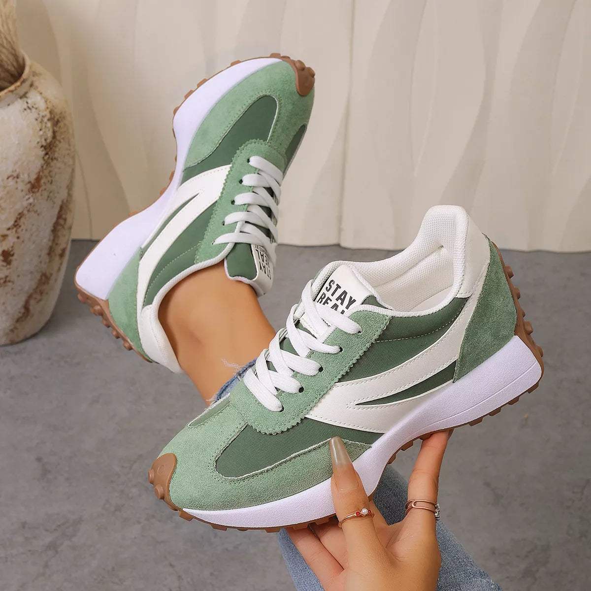 Color‑Blocked Platform Casual Sneakers - Trendsi - Flyclothing LLC