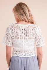 VERY J Front Tie Crochet Crop Top - Trendsi - Flyclothing LLC