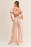 MABLE Cut Out Drawstring Crop Top and Belted Pants Set - Trendsi - Flyclothing LLC