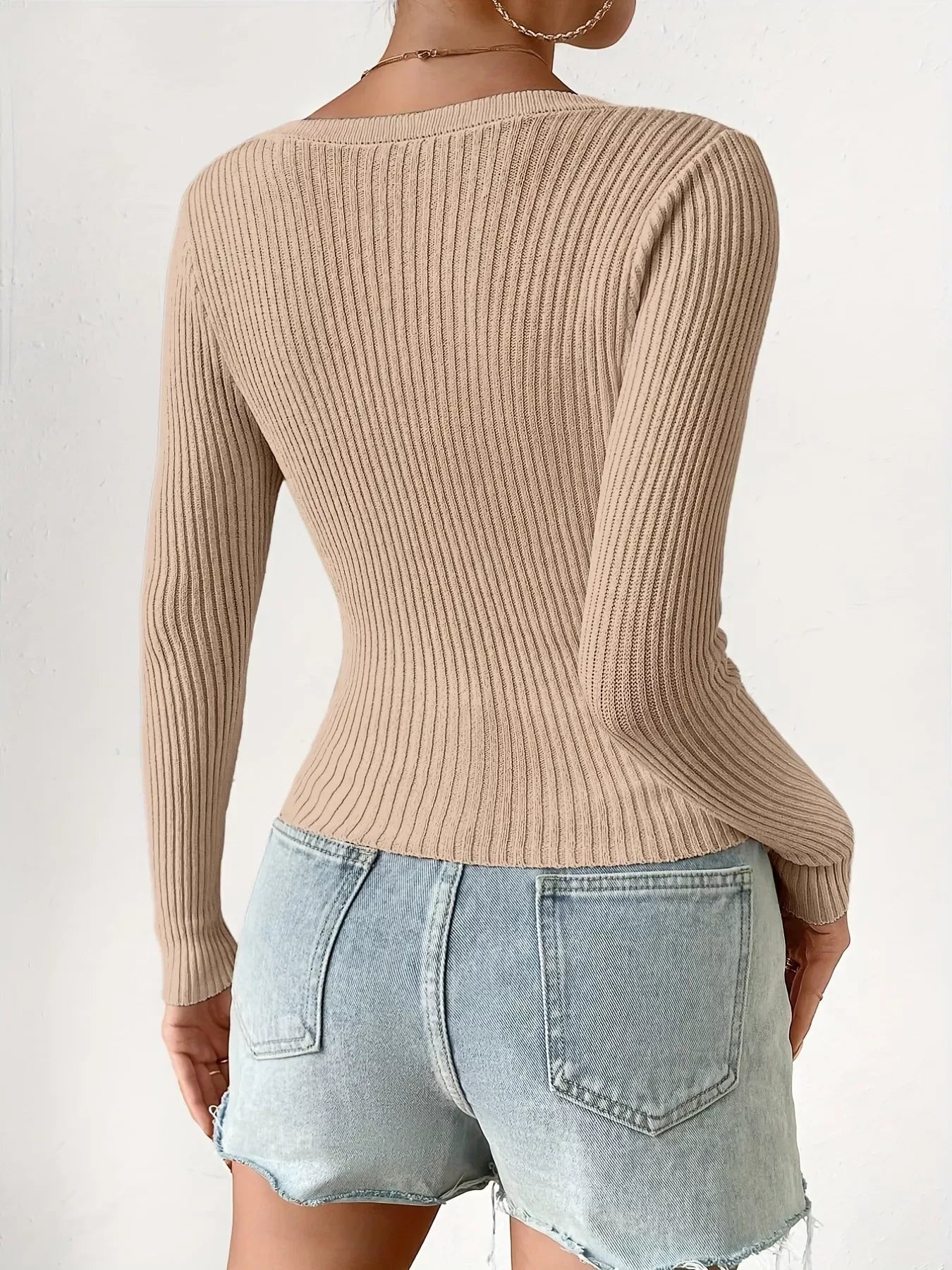 Ribbed Knit Button-Up Cardigan - Trendsi - Flyclothing LLC