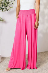 Basic Bae Full Size Smocked Wide Waistband Wide Leg Pants - ShopBasicbae - Flyclothing LLC