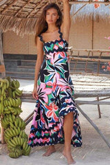 Printed Square Neck Wide Strap Dress - Trendsi - Flyclothing LLC