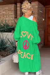 Letter Dropped Shoulder Long Sleeve Cardigan - Trendsi - Flyclothing LLC