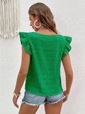 Ruffled Square Neck Cap Sleeve Blouse - Trendsi
