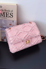 Raw Hem Denim Crossbody Bag - Trendsi