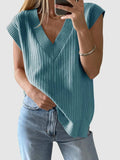 Mandy Ribbed V-Neck Sweater Vest - Trendsi - Flyclothing LLC