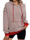 Drawstring Striped Long Sleeve Hoodie - Trendsi - Flyclothing LLC