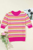 Contrast Round Neck Half Sleeve Knit Top - Trendsi - Flyclothing LLC