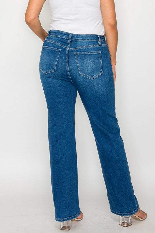 bytos Full Size Cat's Whiskers High Rise Straight Jeans - Trendsi - Flyclothing LLC