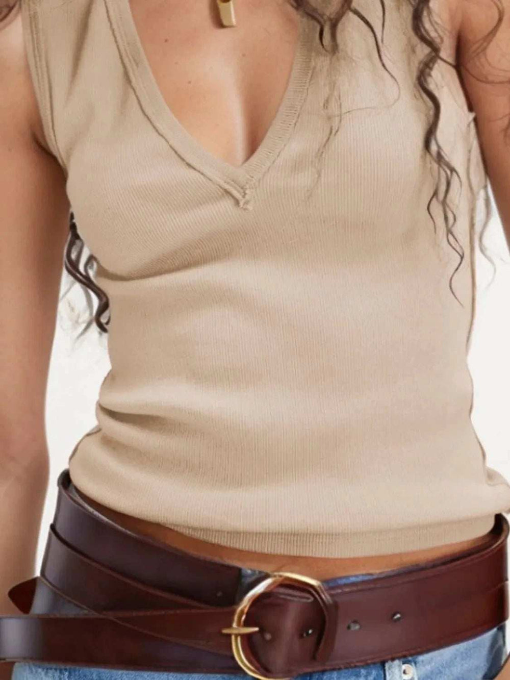 Solid V-Neck Tank - Trendsi - Flyclothing LLC