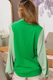 BiBi Ft Color Block Clover Cut Out Puff Sleeves Top - Trendsi