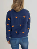 Heart Round Neck Zip Up Cardigan - Trendsi - Flyclothing LLC