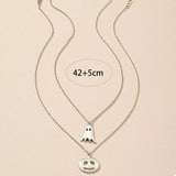 2 Piece Halloween Ghost & Pumpkin Pendant Necklace - Trendsi - Flyclothing LLC