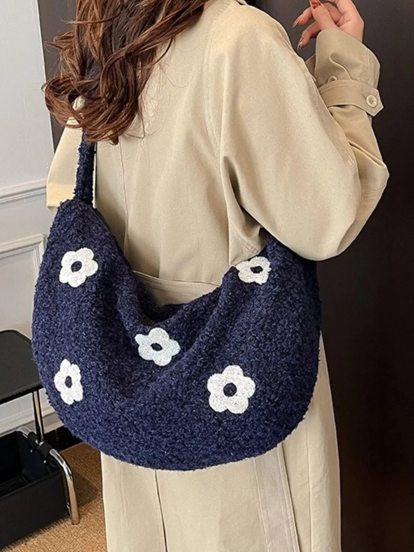 Floral Plush Crossbody Bag - Trendsi - Flyclothing LLC