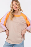 SAGE + FIG Color Block Curved Hem T-Shirt - Trendsi