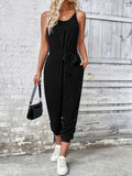 Scoop Neck Tie Waist Jumpsuit - Trendsi - Flyclothing LLC