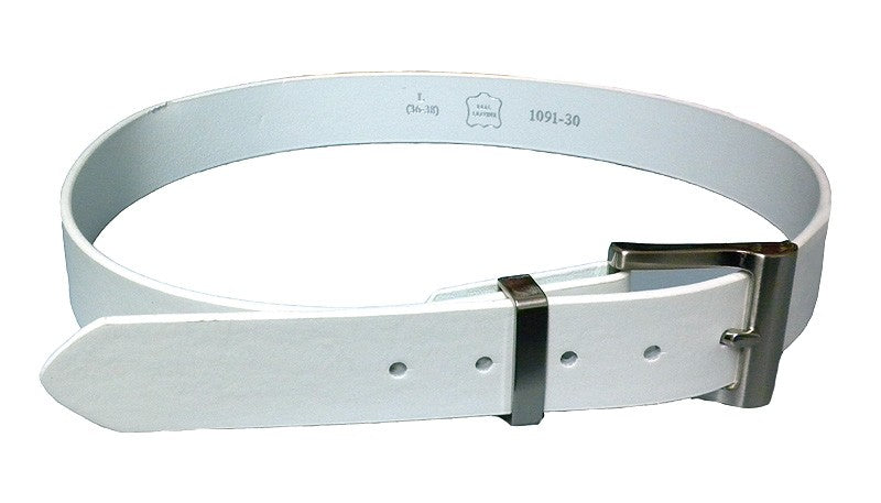 White Leather Snap Belt