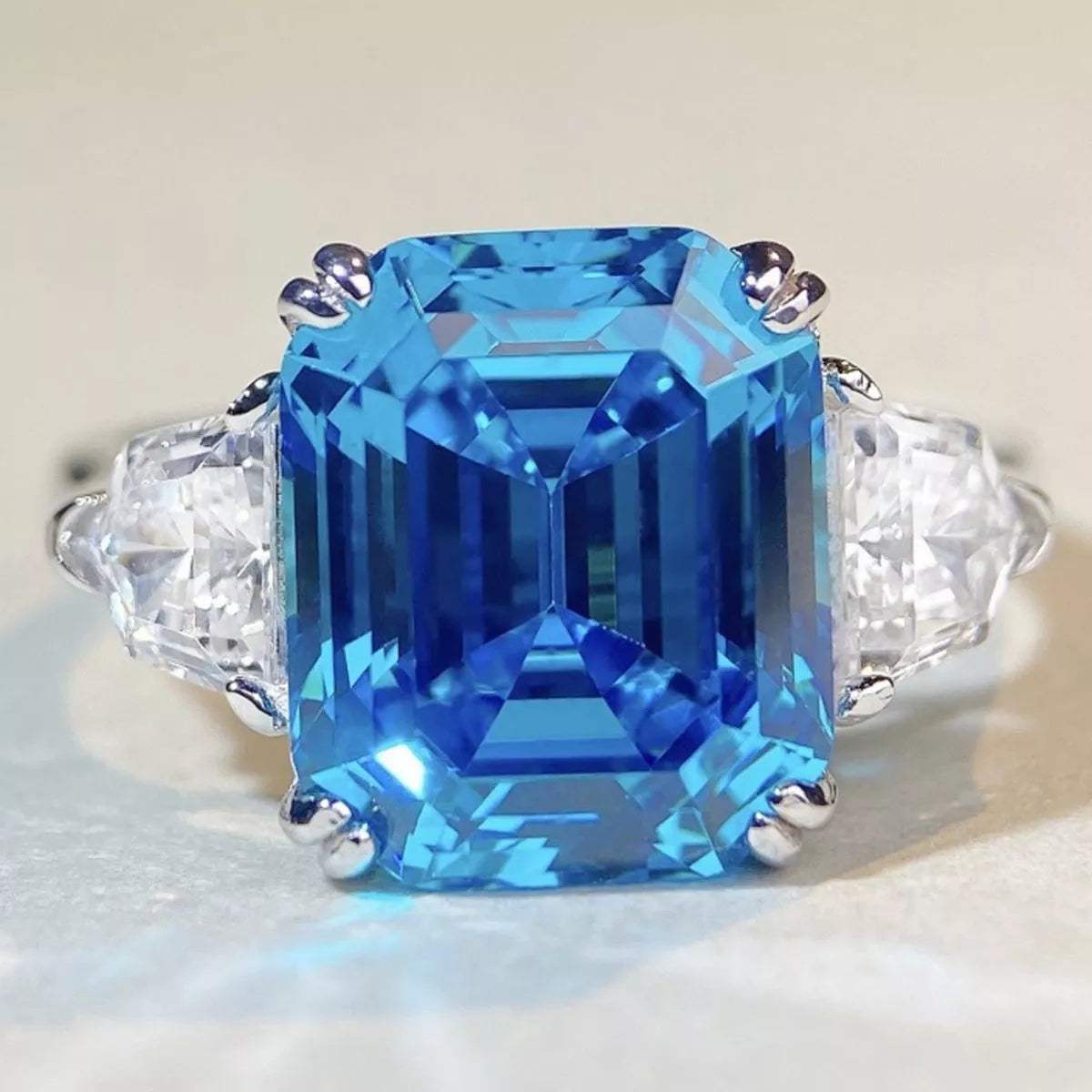 925 Sterling Silver Zircon Square Ring - Trendsi - Flyclothing LLC