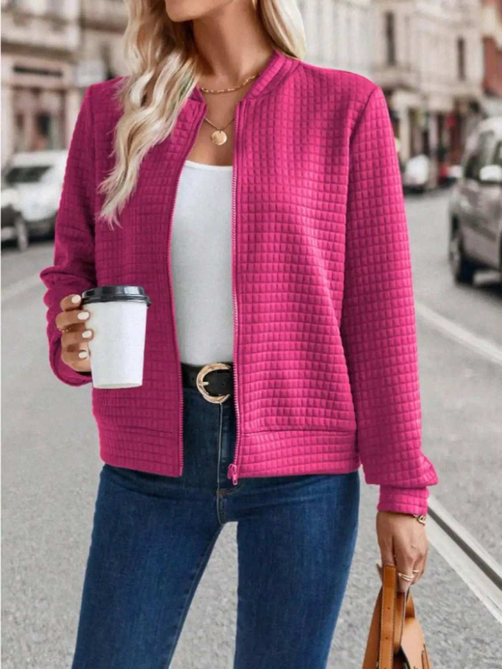 Zip Up Long Sleeve Jacket - Trendsi - Flyclothing LLC