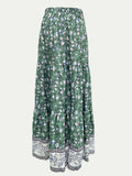 Full Size Tiered Printed Elastic Waist Skirt - Trendsi - Flyclothing LLC