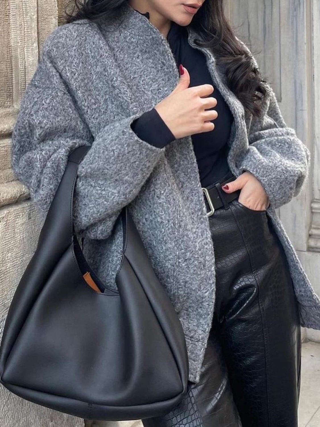 Full Size Snap Down Drop Shoulder Jacket - Trendsi