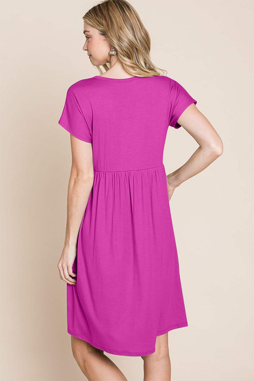 BOMBOM V-Neck Short Sleeve Dress - Trendsi - Flyclothing LLC