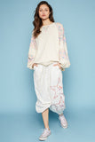POL Round Neck Balloon Floral Long Sleeve Top - Trendsi