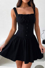 Decorative Button Square Neck Cami Dress - Trendsi - Flyclothing LLC