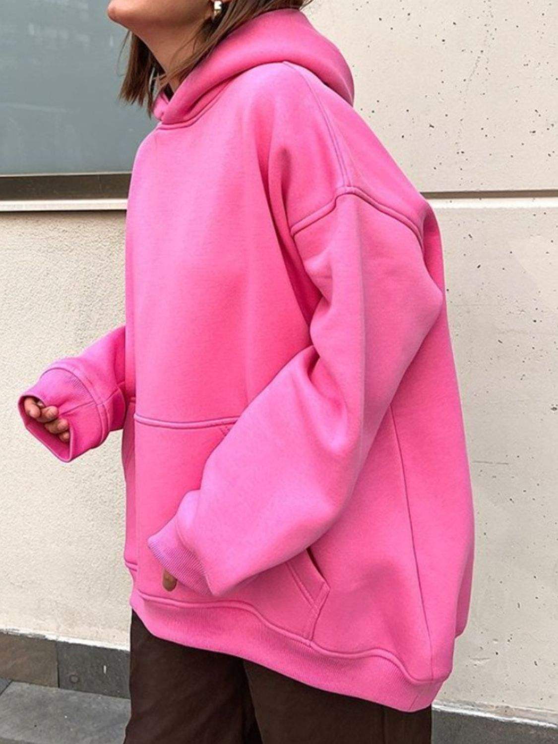 Pocketed Dropped Shoulder Long Sleeve Hoodie - Trendsi - Flyclothing LLC