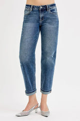 RISEN Full Size Low Rise Crop Boyfriend Jeans Plus Size - Trendsi - Flyclothing LLC