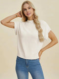 Double Take Full Size Mock Neck Short Sleeve Sweater - Trendsi - Flyclothing LLC