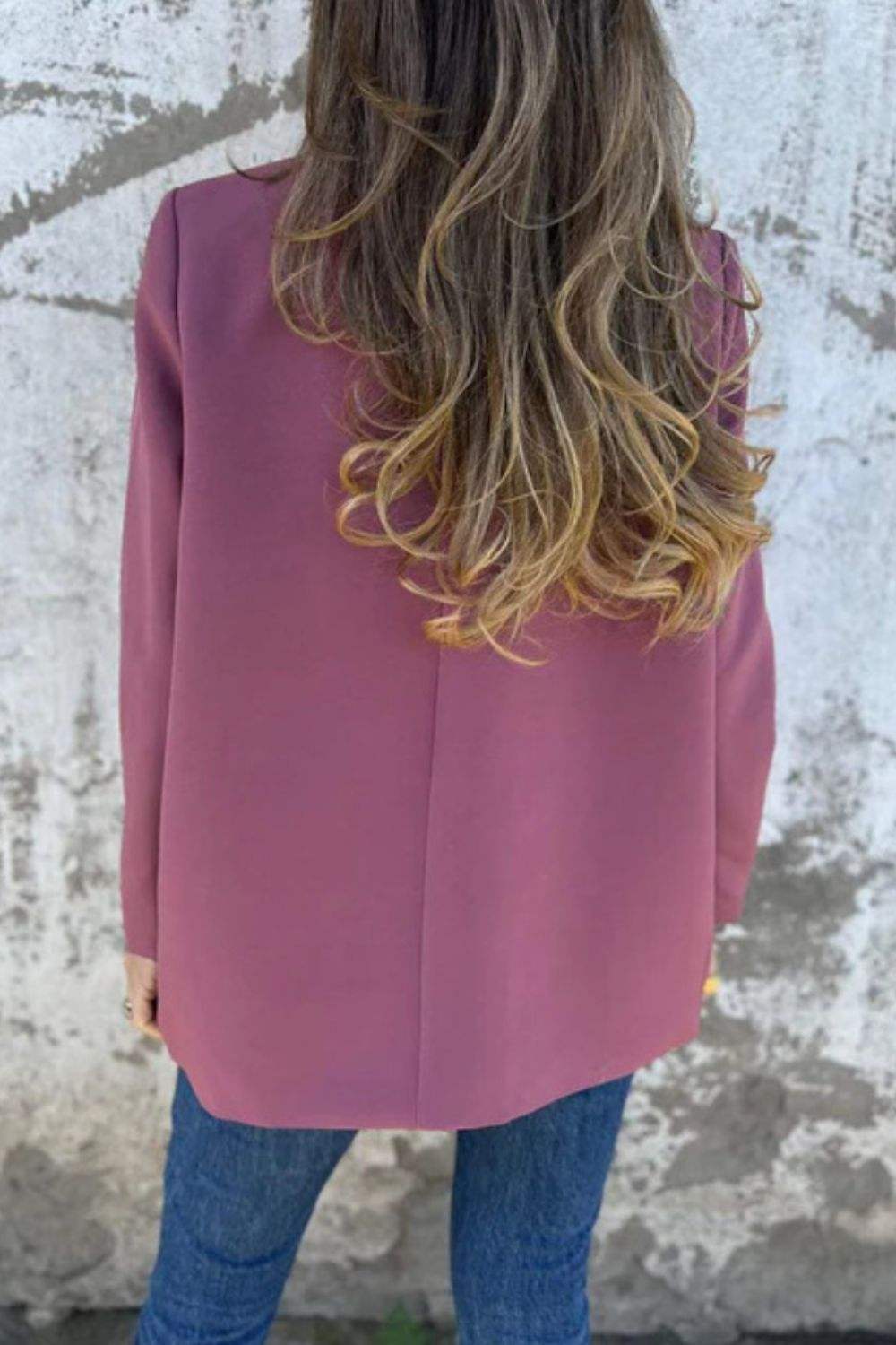 Full Size Collared Neck Long Sleeve Blazer - Trendsi - Flyclothing LLC