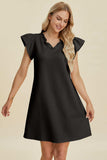Double Take Full Size Ruffled V-Neck Cap Sleeve Dress - Trendsi - Flyclothing LLC