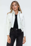 Snobbish Faux Leather Zip Up Drawstring Hooded Jacket - Trendsi - Flyclothing LLC