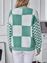 Color Block Round Neck Long Sleeve Sweater - Trendsi - Flyclothing LLC