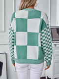 Color Block Round Neck Long Sleeve Sweater - Trendsi