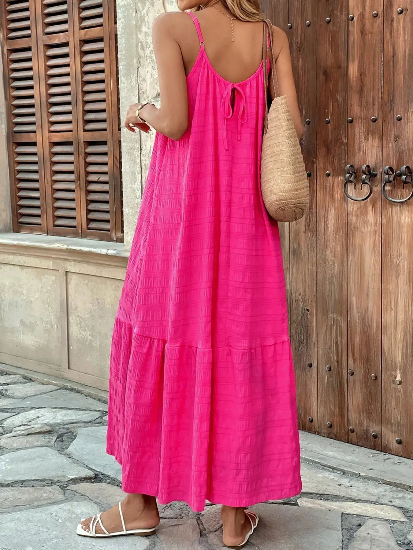 Scoop Neck Tiered Maxi Cami Dress - Trendsi - Flyclothing LLC