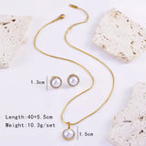 Synthetic Pearl 18K Gold-Plated Rhinestone Necklace and Earrings Jewelry Set - Trendsi - Flyclothing LLC