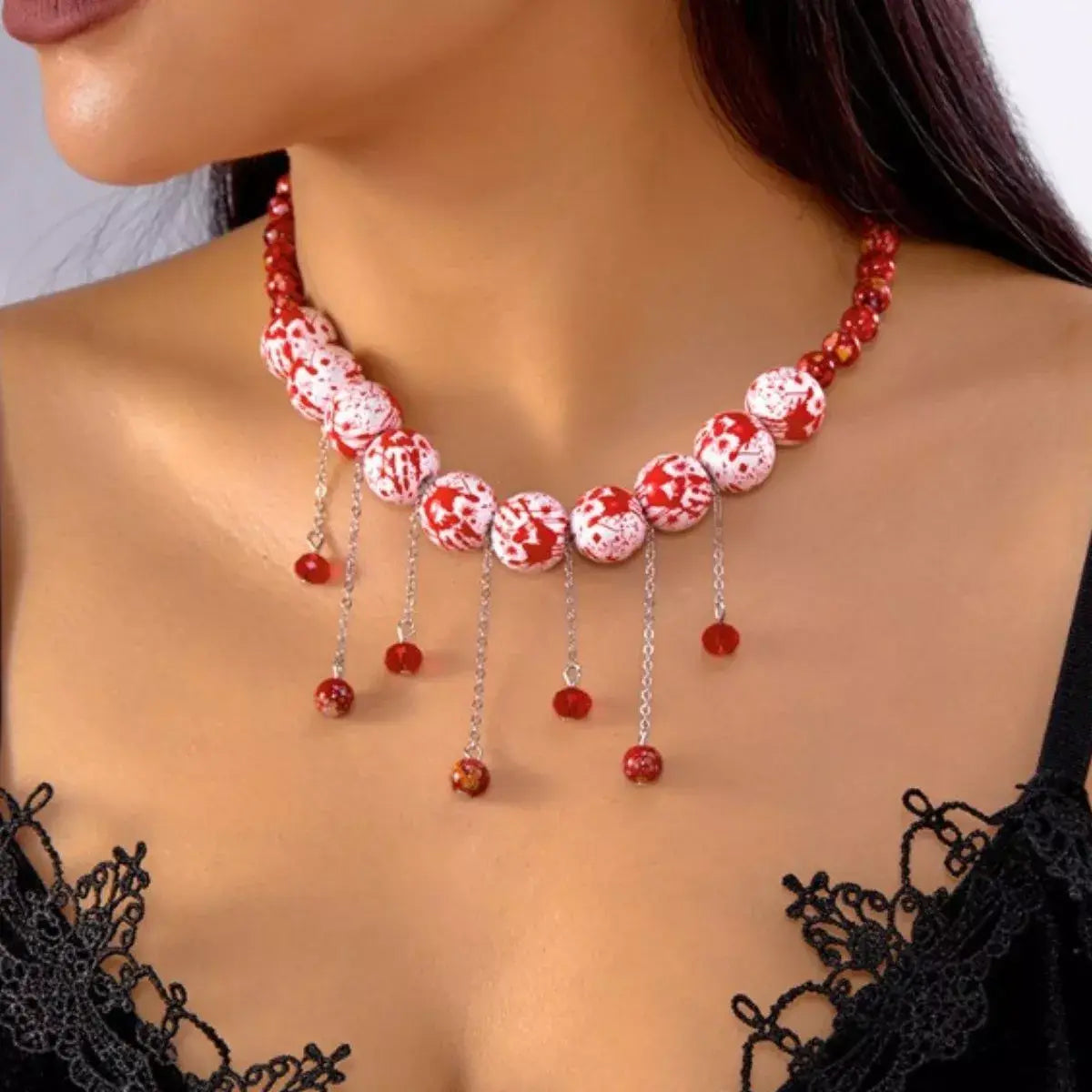 Halloween Theme Necklace with Dangling Beads - Trendsi - Flyclothing LLC