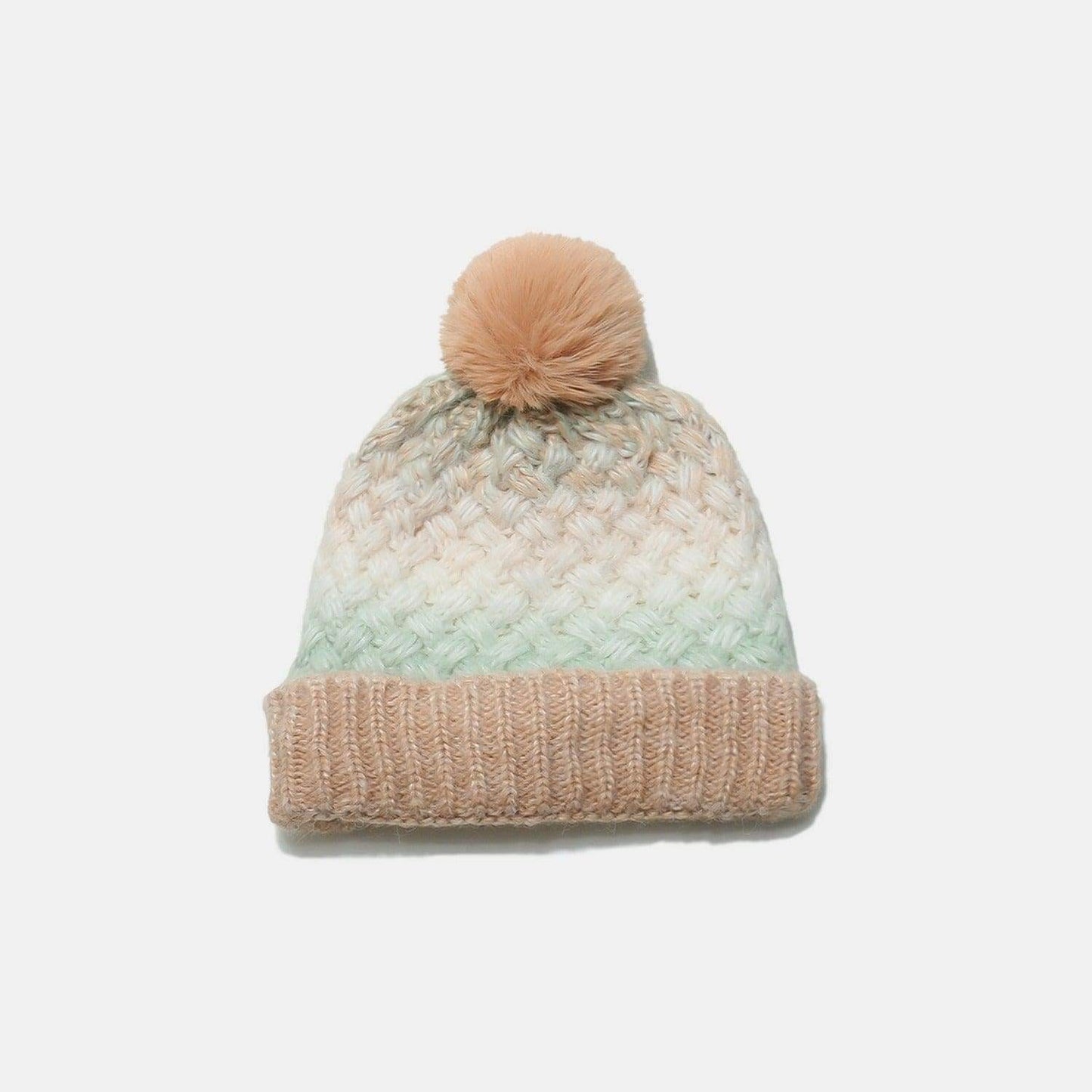 Gradient Knit Hat with Pompom - Trendsi - Flyclothing LLC