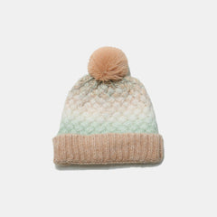 Gradient Knit Hat with Pompom - Trendsi