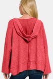 Zenana Brushed Hacci Exposed Seam Hoodie - Trendsi